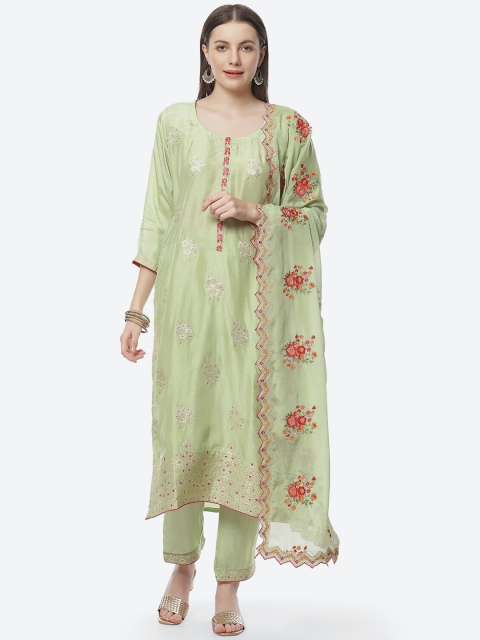 

Biba Women Green Floral Embroidered Unstitched Dress Material