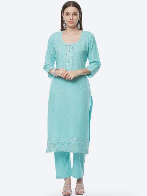 

Biba Blue Embroidered Pure Cotton Unstitched Dress Material