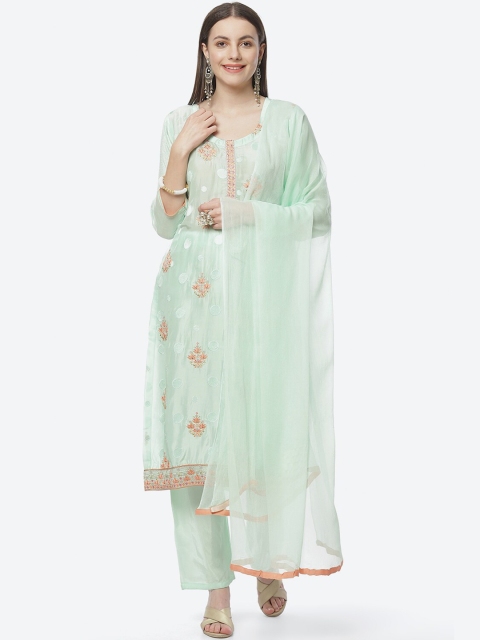 

Biba Green & Orange Embroidered Pure Silk Unstitched Dress Material