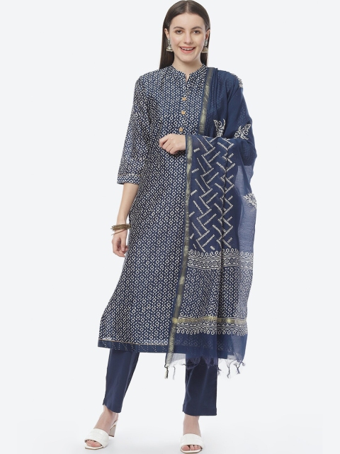 

Biba Blue & White Printed Unstitched Dress Material