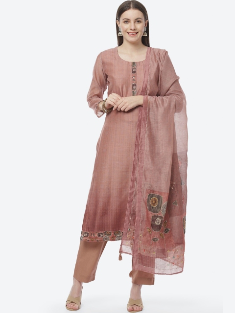 

Biba Women Pink & Green Embroidered Unstitched Dress Material