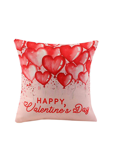 

Ferns N Petals Red & Pink Printed Heart Balloon Valentines Day Cushion Cover