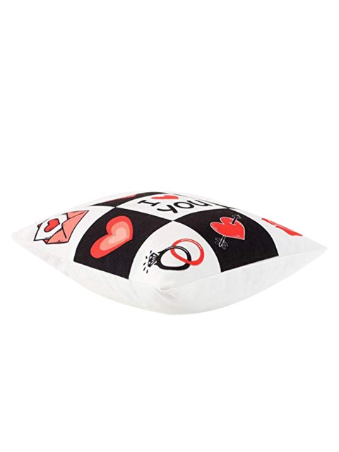

Ferns N Petals Red & Black Printed I Love You Cushion