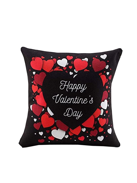 

Ferns N Petals Black & Red Printed Blissful Valentines Day Cushion Cover