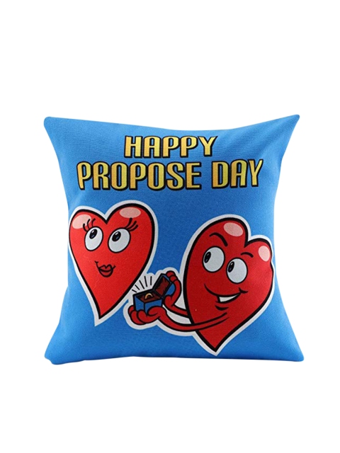 

Ferns N Petals Blue & Red Proposing Hearts Printed Cushion