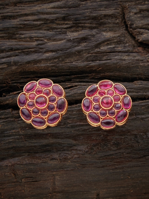 

Kushal's Fashion Jewellery Pink & Gold-Toned Contemporary Studs Earrings