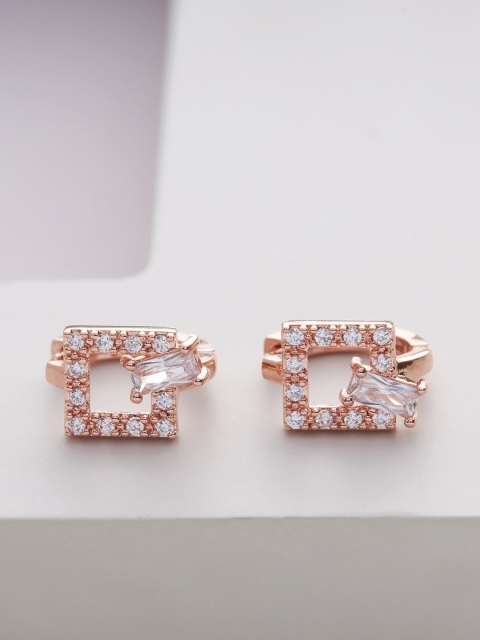 

Kushal's Fashion Jewellery White Rose Gold-Plated Contemporary Studs Earrings