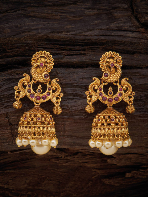 

Kushal's Fashion Jewellery Gold-Toned Contemporary Jhumkas Earrings