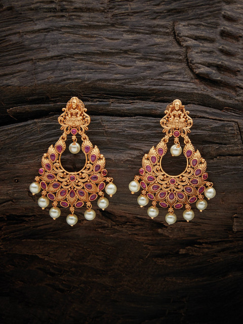 

Kushal's Fashion Jewellery Gold-Plated Contemporary Chandbalis Earrings