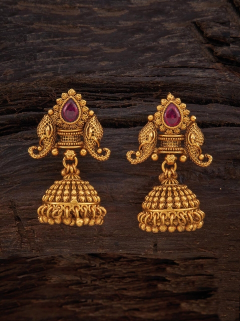 

Kushal's Fashion Jewellery Gold-Toned Contemporary Jhumkas Earrings