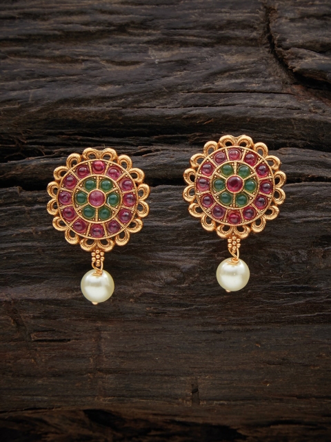 

Kushal's Fashion Jewellery Gold-Toned Floral Studs Earrings