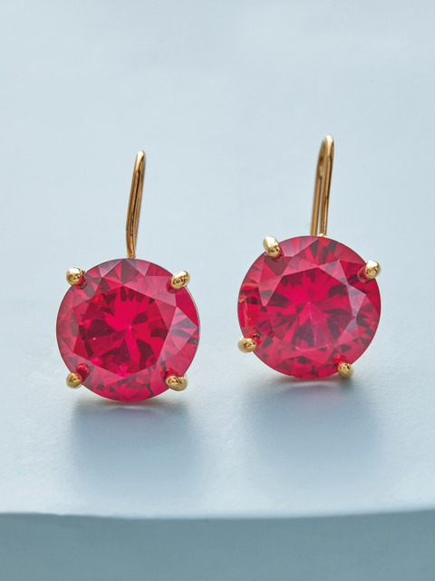 

Kushal's Fashion Jewellery Woman Ruby Contemporary Drop Earrings, Gold