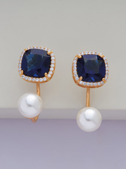 

Kushal's Fashion Jewellery Blue Gold-Plated Contemporary Studs Earrings