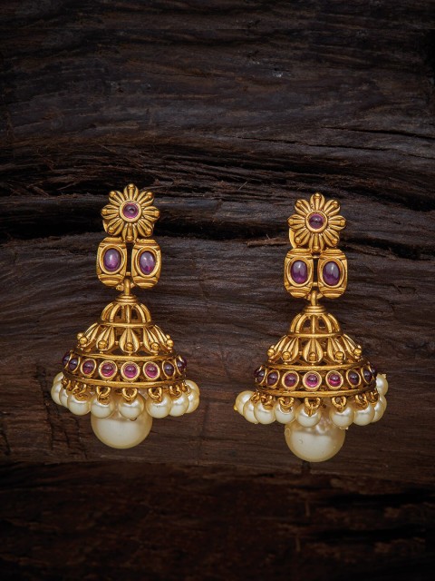 

Kushal's Fashion Jewellery Gold-Toned Contemporary Jhumkas Earrings