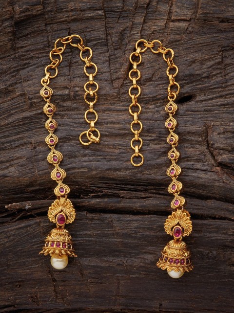 

Kushal's Fashion Jewellery Gold-Toned & Plated Beaded Contemporary Drop Earrings