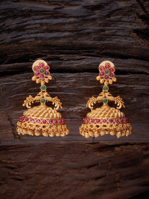 

Kushal's Fashion Jewellery Gold-Plated Contemporary Jhumkas
