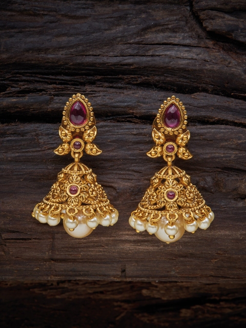 

Kushal's Fashion Jewellery Gold-Toned Contemporary Jhumkas Earrings