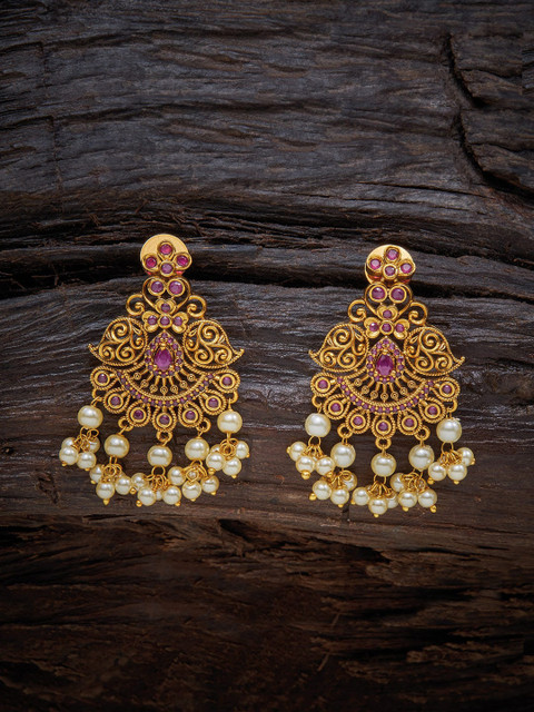 

Kushal's Fashion Jewellery Gold-Toned Contemporary Jhumkas Earrings