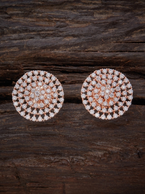

Kushal's Fashion Jewellery Rose Gold-Toned CZ Embellished Circular Studs