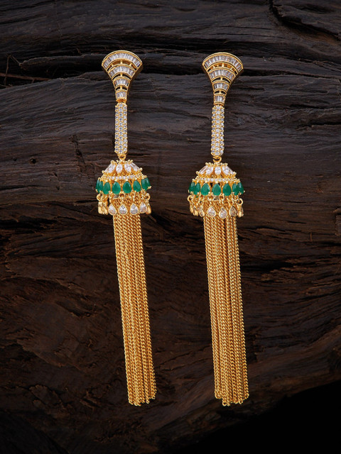 

Kushal's Fashion Jewellery Gold-Toned Contemporary Jhumkas Earrings