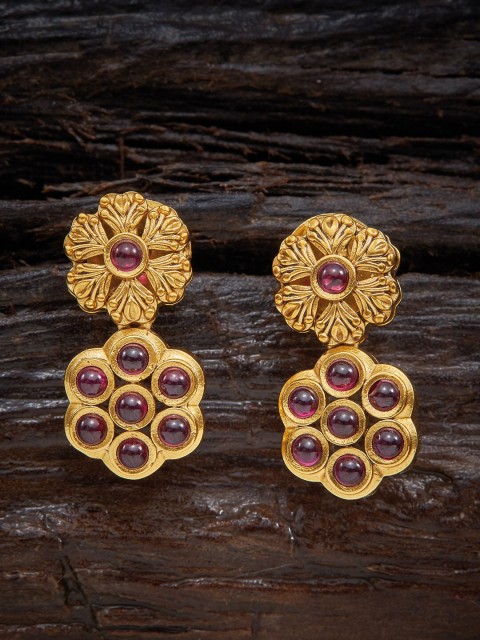 

Kushal's Fashion Jewellery Gold-Toned Floral Drop Earrings