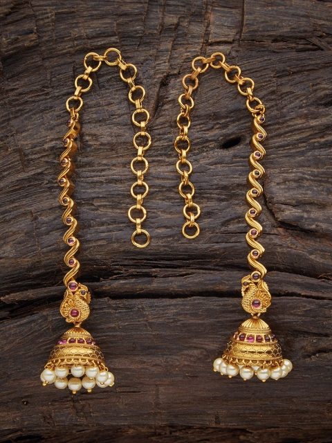 

Kushal's Fashion Jewellery Gold-Toned Contemporary Jhumkas Earrings