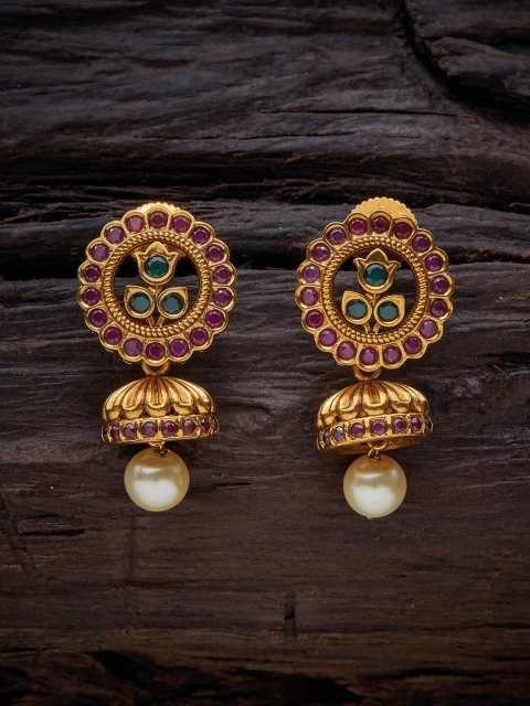 

Kushal's Fashion Jewellery Gold-Toned Contemporary Jhumkas Earrings