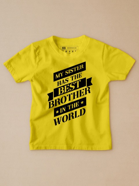 

BE AWARA Kids Yellow Typography Printed V-Neck Raw Edge T-shirt