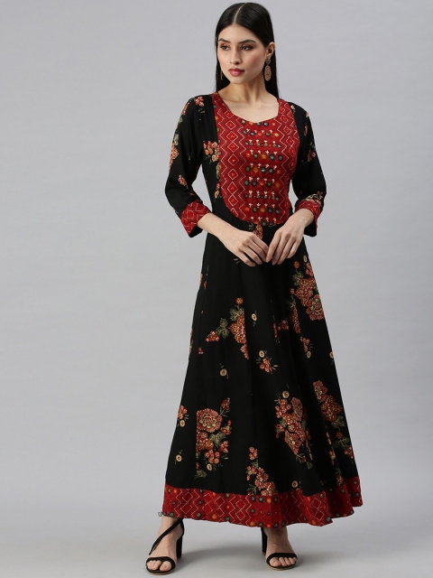 

SHOWOFF Women Black Geometric Anarkali Kurta