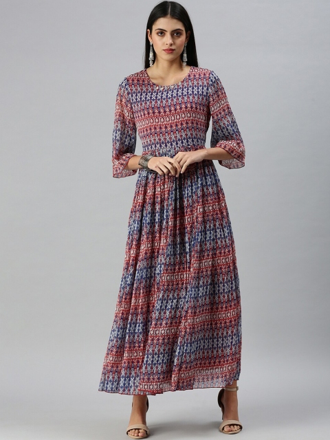 

SHOWOFF Women Multicoloured Yoke Design Flared Sleeves Anarkali Kurta, Multi