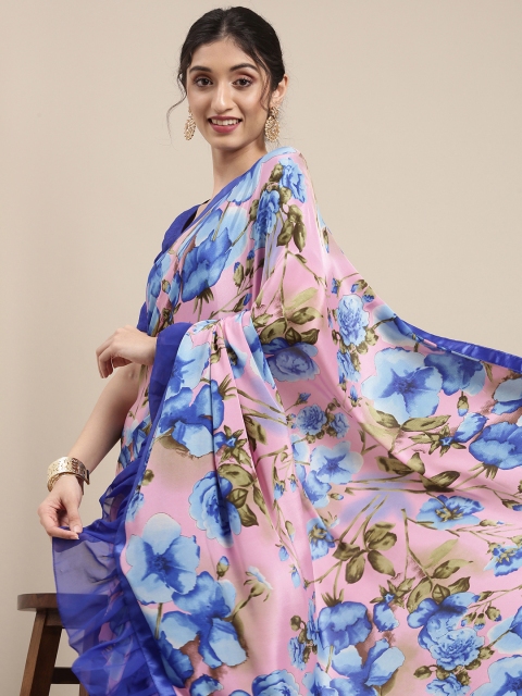 

Mitera Blue Floral Ruffles Saree