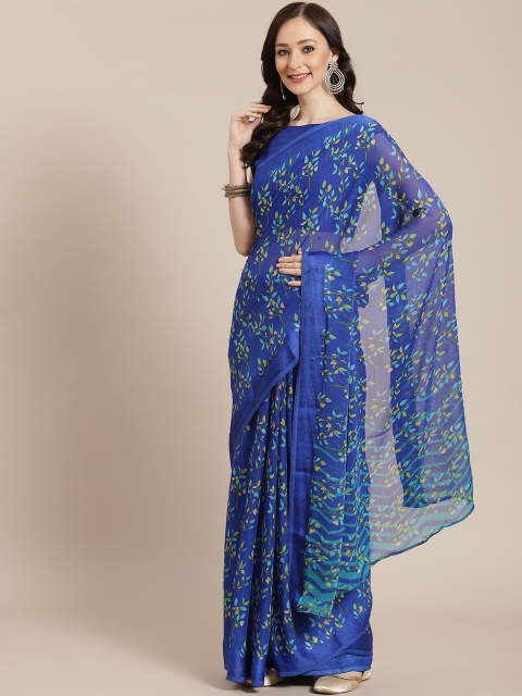 

Satrani Women Blue & Yellow Floral Saree