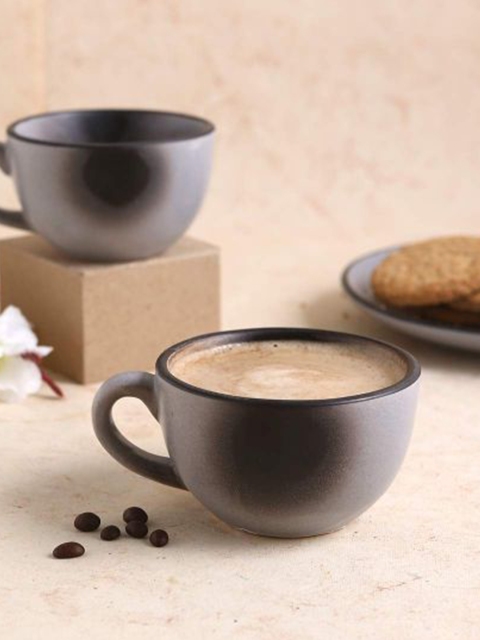 

Wonderchef Grey Solid Set of 2 Stoneware Matte Cups
