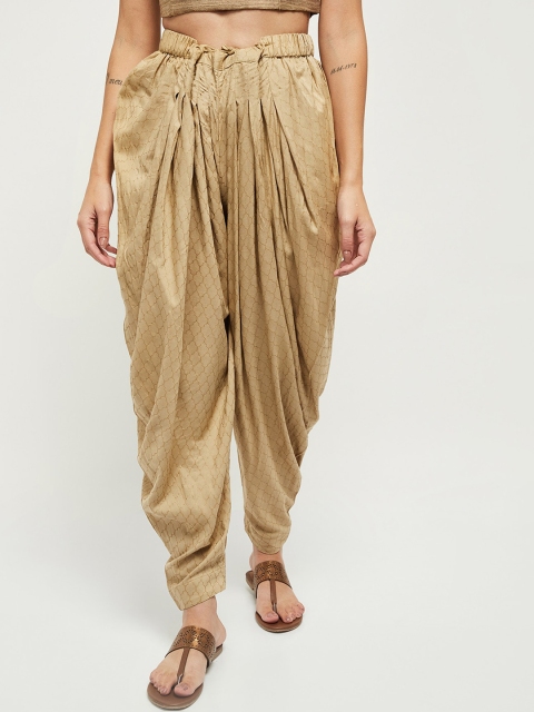 

max Women Beige Pleated Jodhpuris Trousers