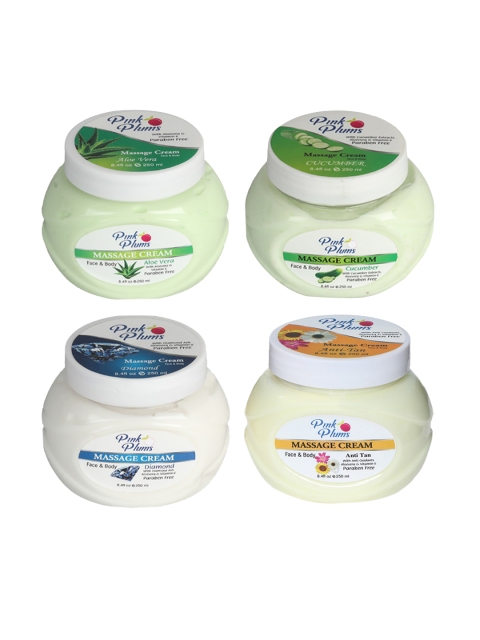 

Pink Plums Pack of 4 Massage Creams - 250 ml Each, Multi