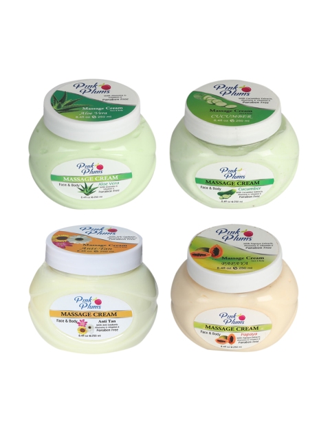 

Pink Plums Pack of 4 Massage Creams - 250 ml Each, Multi