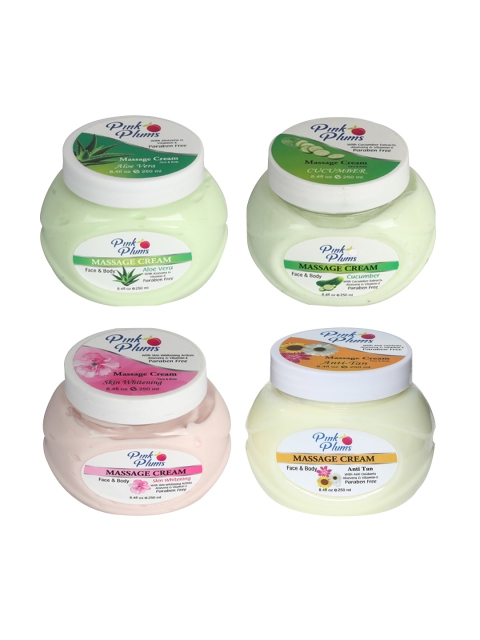 

Pink Plums Set Of 4 Massage Creams, Multi