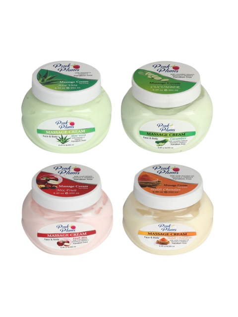 

Pink Plums Set Of 4 Massage Creams, Multi