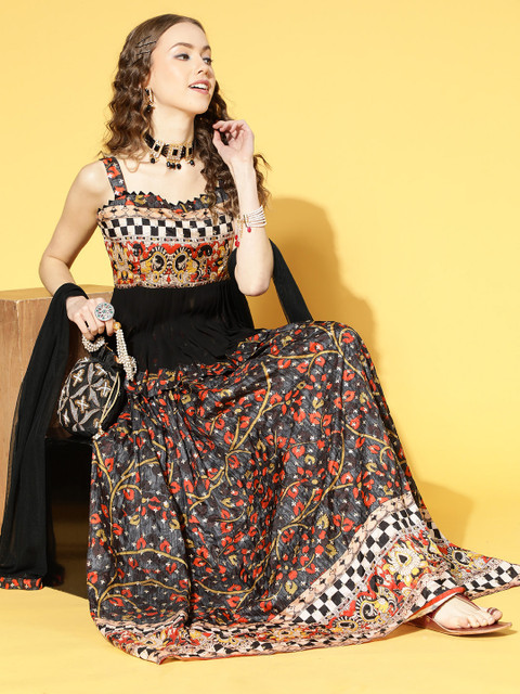 

ZOLA Black Printed Ready to Wear Lehenga Choli with Dupatta