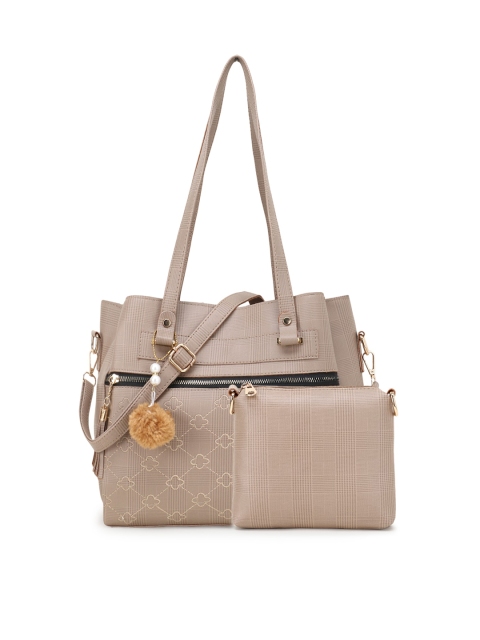 

WOMEN MARKS Woman Cream-Coloured PU Structured Handheld Bag