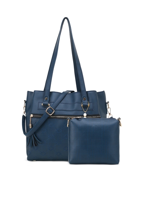 

WOMEN MARKS Blue Structured Shoulder Bag with Tasselled