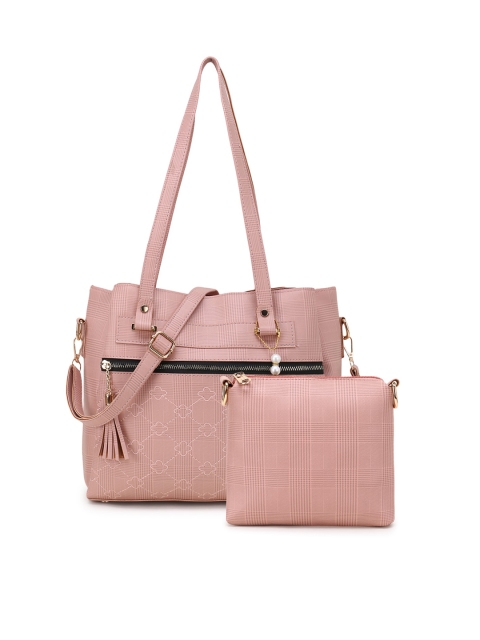 

WOMEN MARKS Peach-Coloured Self Design Structured Shoulder Bag