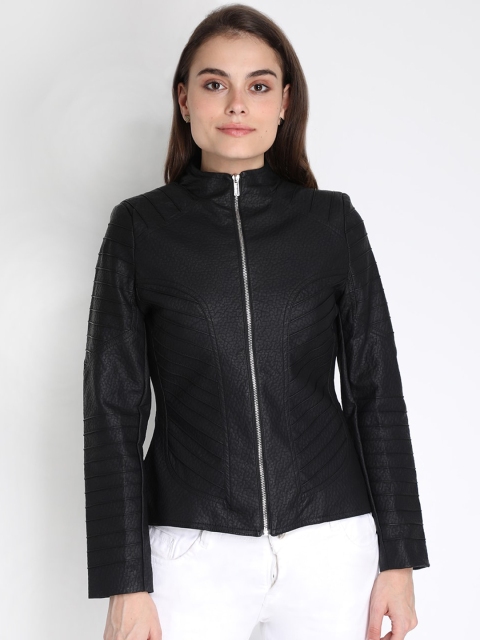 

LEBORK Women Black Biker Jacket