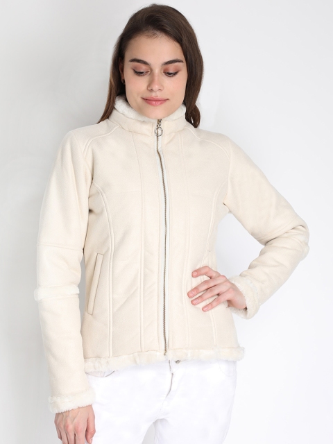 

LEBORK Women Off White Regular Padded Jacket