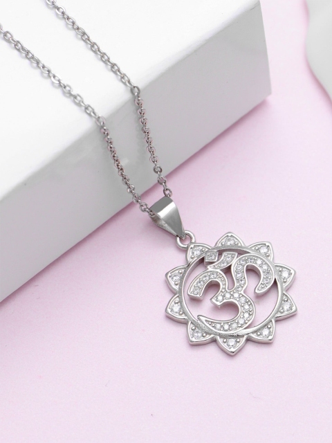 

Zavya 925 Sterling Silver Rhodium-Plated CZ Studded Chain