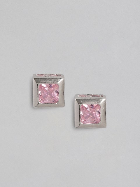 

Zavya 925 Sterling Silver Pink Rhodium-Plated Square Studs Earrings