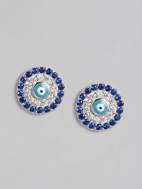 

Zavya 925 Sterling Silver Blue & White Rhodium-Plated Circular Studs Earrings