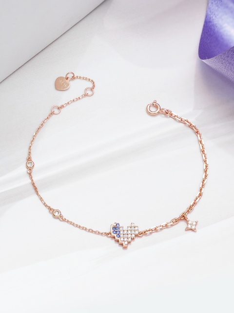 

Zavya Women 925 Sterling Silver Rose Gold-Plated Cubic Zirconia Charm Bracelet