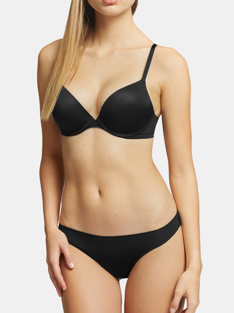 

YAMAMAY Black Underwired Heavily Padded Seamless Push Up Bra