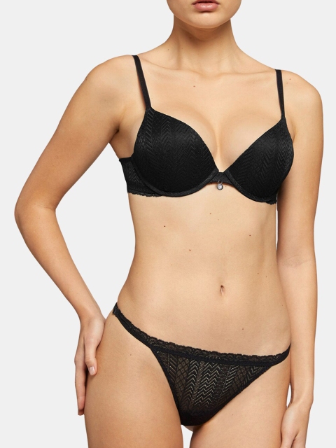 

YAMAMAY Black Solid Underwired Heavily Padded Bra